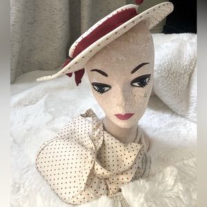 Vintage Sherman of Saint Louis matching polka dot hat and purse set